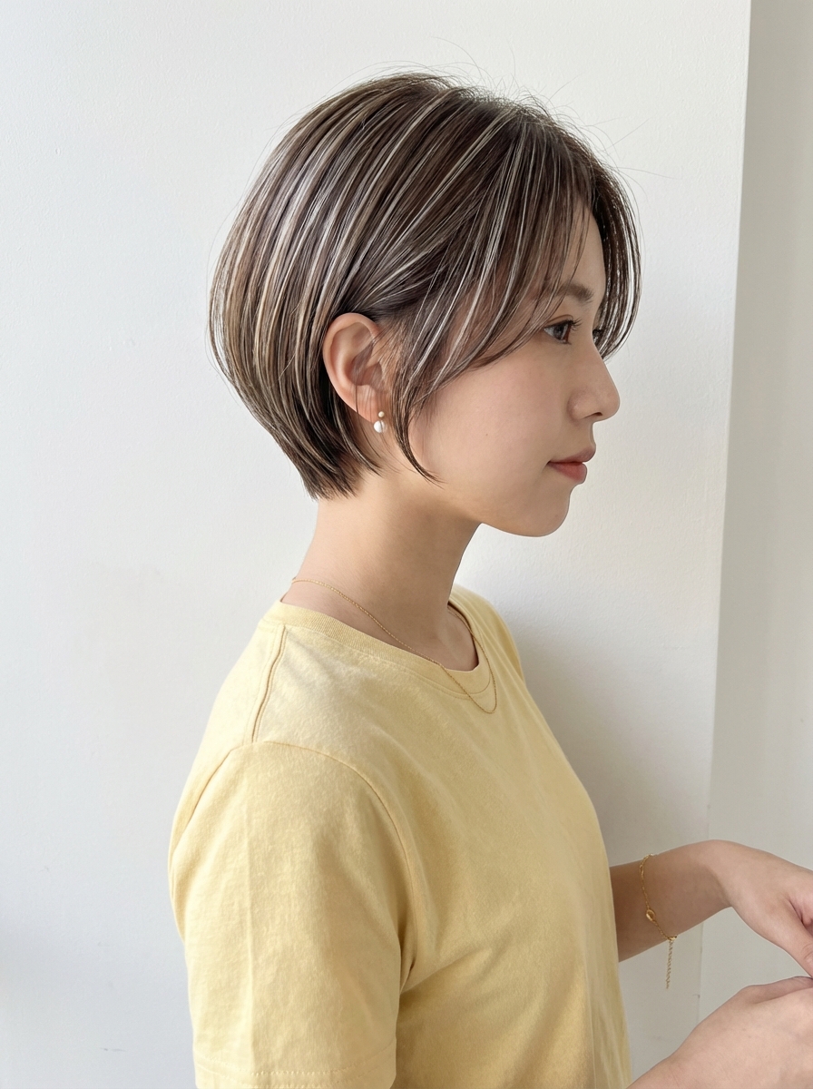 ショートカット/顔まわりカット/ハイライト/髪質改善/白髪ぼかし